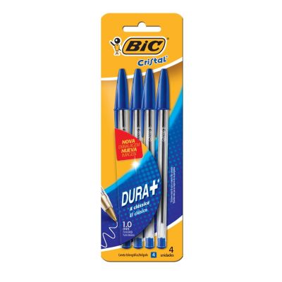 Caneta Esferografica Cristal 1.0mm Bls C/4 Azul Bic