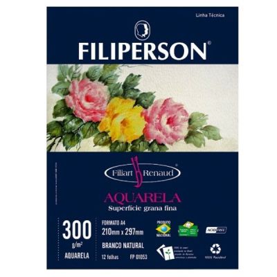 Bloco Aquarela Renaud Branco A4 300g 12fls Filipaper 0153