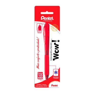 Caneta Esferografica Retratil Wow 1.0mm Vermelha Bls C/1 Bk440-b Pentel