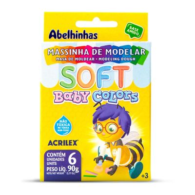 Massa De Modelar C/06 Cores Baby Colors 90g Acrilex 7370