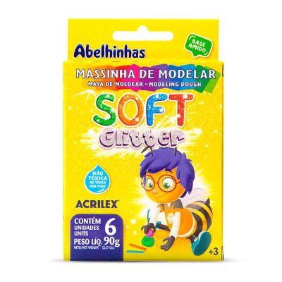 Massa De Modelar C/06 Cores Glitter 90g 7360 Acrilex
