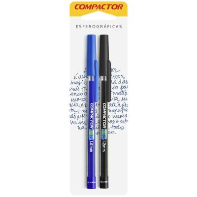 Caneta Esferografica Media 07b 1.2mm Bls C/2 Azul E Preta Compactor