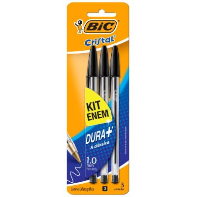 Caneta Esferografica Cristal Bls C/3 Preta Bic