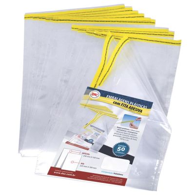 Saco Plastico Multiuso 33x24cm C/ Fita Adesiva C/50un 1697 Dac