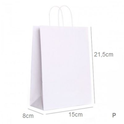 Sacola De Papel P Branco 21x15x8cm Cromus