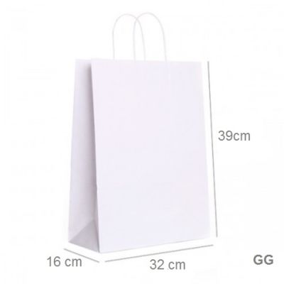 Sacola De Papel Gg Branco 39x32x16cm Cromus