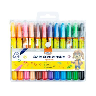 Giz De Cera 12 Cores Retratil Aquarelavel Gz1204 Brw 