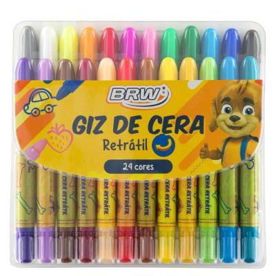 Giz De Cera 24 Cores Retratil Aquarelavel Gz2404 Brw