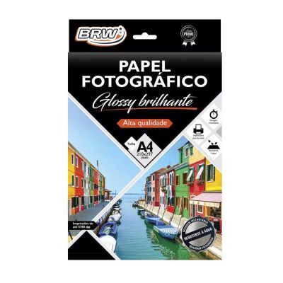 Papel Fotografico A4 180g Glossy Brilhante C/50fls Brw Pp5018