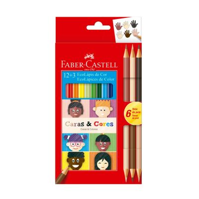 Lapis De Cor Ecolapis Caras E Cores C/12 + 6 Tons De Pele Faber-castell