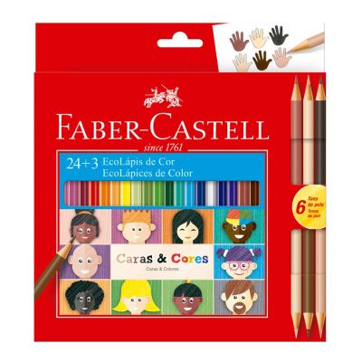Lapis De Cor Ecolapis Caras E Cores 24 Cores + 3 Tons De Pele Faber-castell