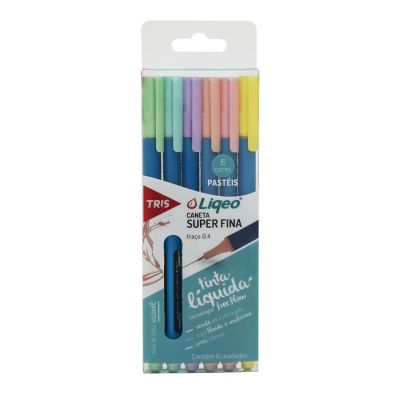 Caneta Hidrografica C/6 Cores Tons Pastel Liqeo Tris