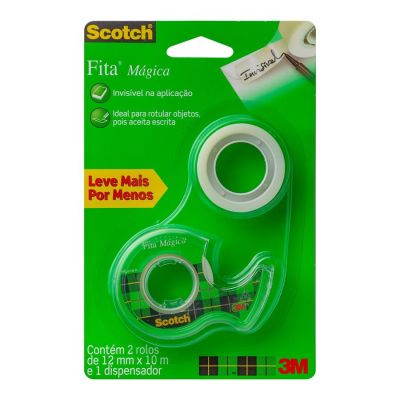Fita Adesiva Magica 12mm X 10m C/2 Rl + Dispensador Scotch 3m