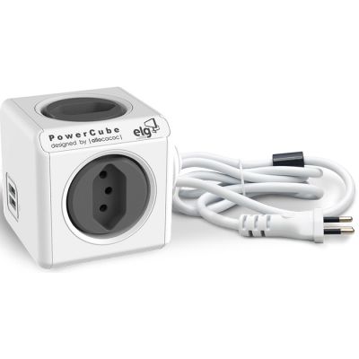 Multiplicador De Tomadas Powercube 4 Tomadas 10a 2 Usb Cabo 1,5m  Pwc-x4u Elg