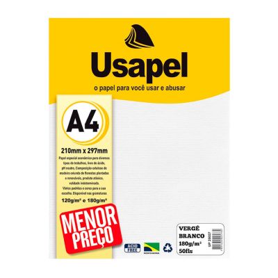 Papel Verge A4 180g Branco 50fls 25027 Usapel