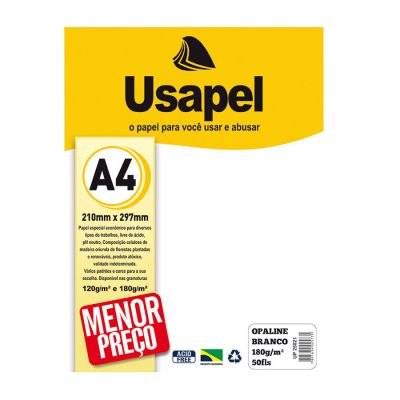 Papel Especial Diplomata Opaline Branco A4 180g 50fls Usapel 25021
