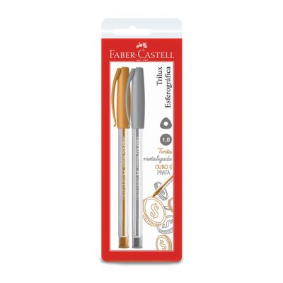 Caneta Esferografica Trilux Tinta Metalizada 1.0mm Ouro E Prata Bls C/2 Faber-castell
