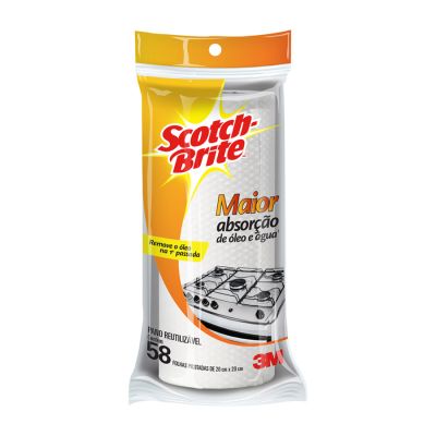 Pano Multiuso Reutilizavel Rolo 20x20cm C/58fls Scotch-brite 3m