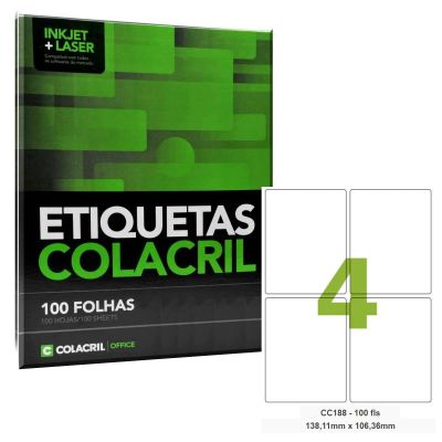 Etiqueta Laser/jet Carta 6188/cc188 138,11x106,36 Colacril Cx C/100f
