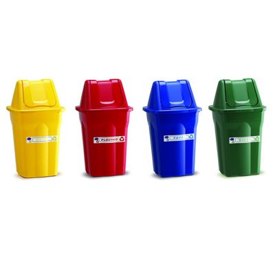 Cesto De Lixo Kit Coleta Seletiva 4 Cestos De 60l C/tampa Basculante Santana 364