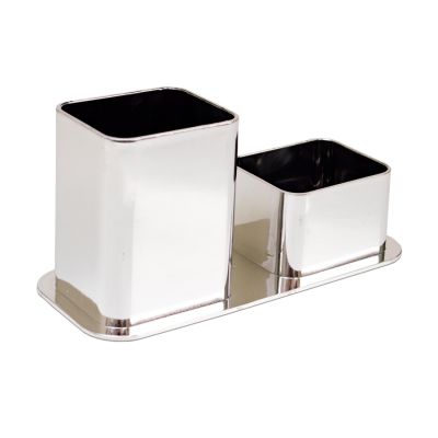 Porta Lapis E Clips Metalizado Prata Dello 3030.o