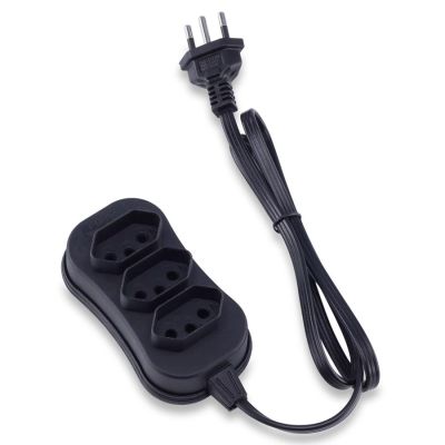 Extensao 3 Tomadas C/3,0 Metros Slim Preta 10a Force Line