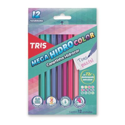 Caneta Hidrografica C/12 Cores Tons Pastel Tris