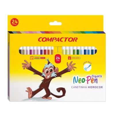 Caneta Hidrografica C/24 Cores Neo Pen Gigante Compactor