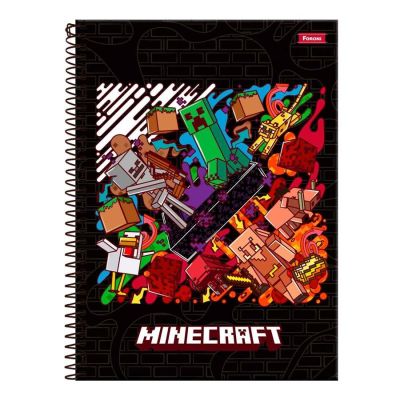 Caderno Linguagem Espiral Capa Dura 1/4 80fls Minecraft Foroni