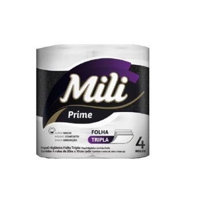 Papel Higienico Folha Tripla Neutro Pt C/4 Rolos De 20m Mili Prime