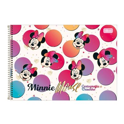 Caderno Cartografia Espiral Capa Dura 80fls Minnie Tilibra