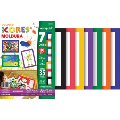 Papel Ecocores Moldura Colors 230x320mm 110g 35fls Novaprint