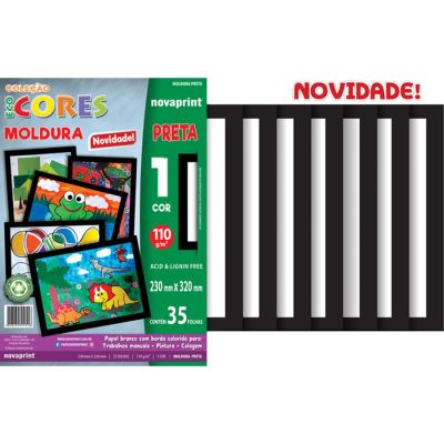Papel Ecocores Moldura Preta 230x320mm 110g 32fls Novaprint