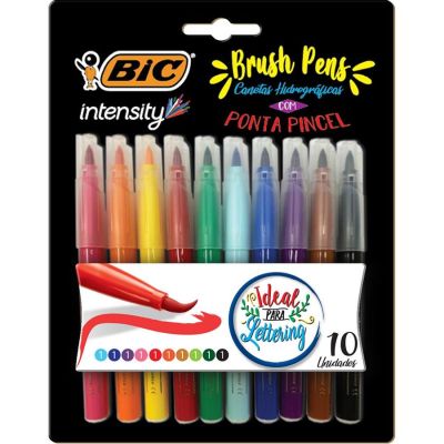 Caneta Pincel Brush C/10 Cores Intesity Bic