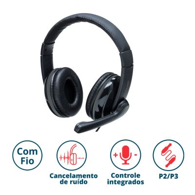 Headset P2/p3 Pro Preto Ph316 Multi Ww