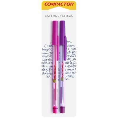 Caneta Esferografica Fina 0.7mm Bls C/2 Rosa E Violeta Compactor