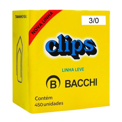 Clips N.3/0 Galvanizado Cx 450 Un Linha Leve Bacchi