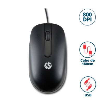 Mouse Com Fio Usb Preto Qy777aa Hp Ww