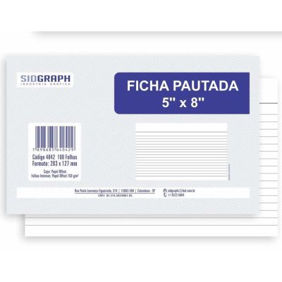 Ficha Pautada 5 X 8 C/100un Sidgrafh