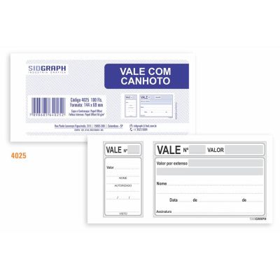 Guia Trabalhista Vale Com Canhoto 100fls Sidgraph