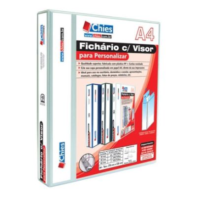 Pasta Fichario 4 Argolas 30mm Branca P/ Personalizar 1891 Chies