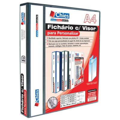 Pasta Fichario 4 Argolas 30mm Preta P/ Personalizar 1892 Chies