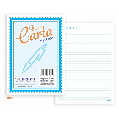 Bloco Pautado Carta 208x288mm 50fls Sidgraph
