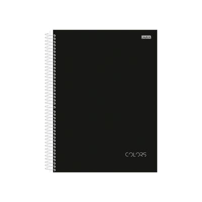 Caderno Universitario Capa Dura 1x1 80fls Colors Preto S.d