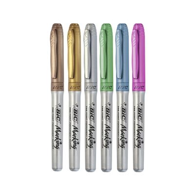 Caneta Marcador Permanente 971035 Bls C/6 Cores Metalicas Bic