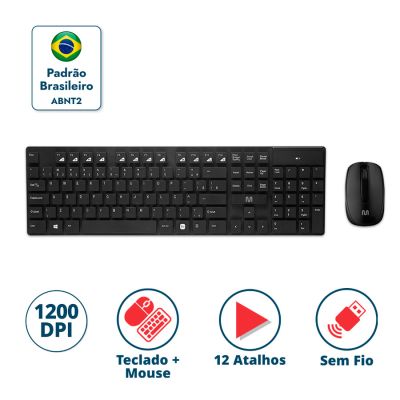 Teclado E Mouse Sem Fio Tc251 Preto Multi