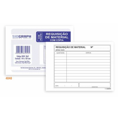 Guia Comercial Requisicao Material 104x144mm 2 Vias 50fls Sidgraph