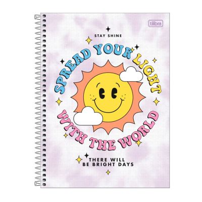 Caderno Universitario Capa Dura 1x1 80fls Good Vibes Tilibra