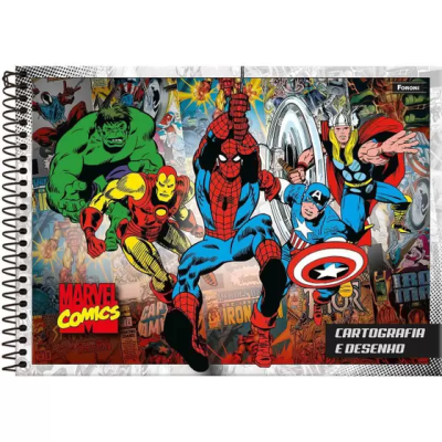 Caderno Cartografia Espiral Capa Dura 80fls Marvel Comics Foroni