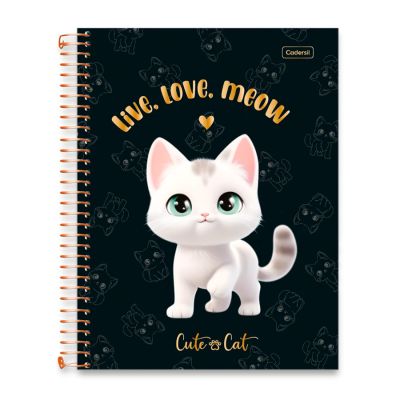 Caderno Linguagem Espiral Capa Dura 1/4 80fls Cute Cat Cadersil